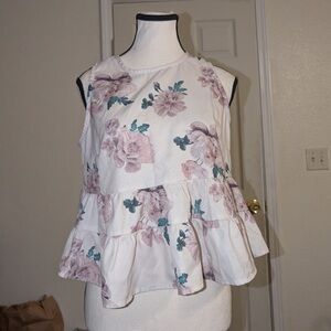 Sadie and Sage. Floral Tank Top - Pink and Green